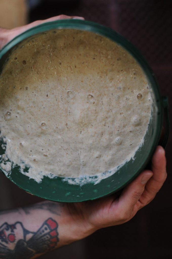 Richard Hart holding Sourdough starter